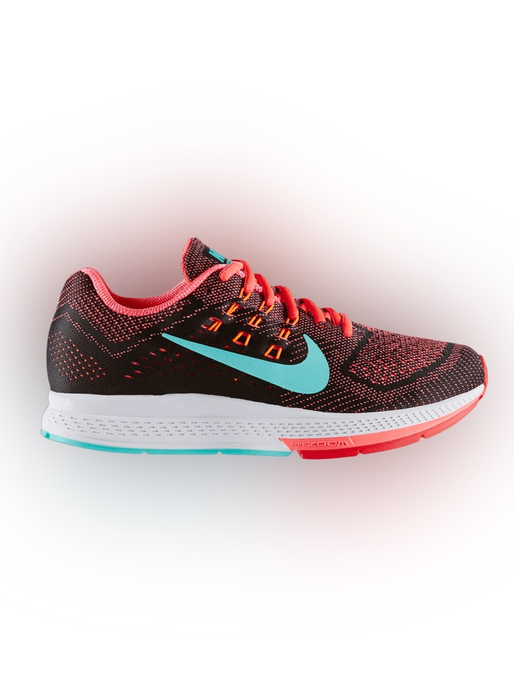 Nike Zoom Structure 18 Black Running Shoe with Coral and Teal